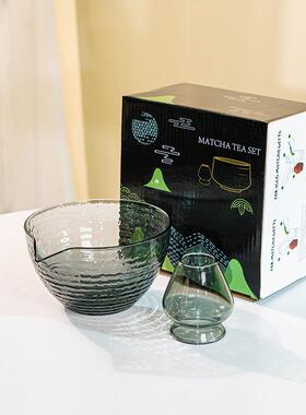 Glass matcha bowl玻璃抹茶碗新品抹茶碗彩盒高硼硅透明黑色玻璃