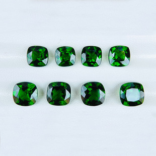 天然透辉石裸石戒面肥正方形5-7mm刻面宝石镶嵌戒指吊坠彩色宝石