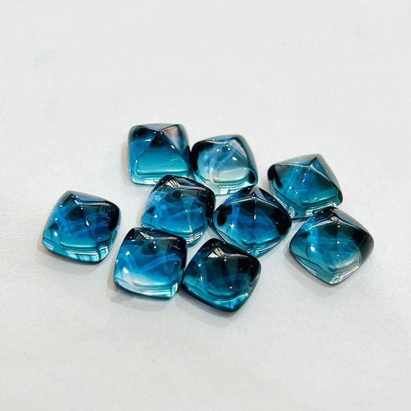天然伦敦蓝托帕石糖塔裸石7mm8mm