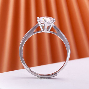 周家六爪莫桑钻戒指空托S925纯银戒托活口50分-5克拉日韩时尚小众