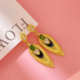 欧美复古精工镶嵌宝石耳钉空托S925纯银镀18k金耳饰托椭圆4*6mm女