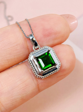 简约精工正方吊坠空托S925纯银镶嵌配件空托定制K金方5 方6 方8mm