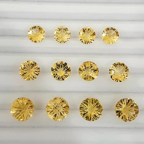 天然黄水晶裸石戒面烟花切工艺