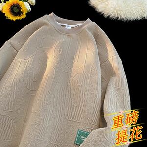 现货2025春装青少年男士大码休闲潮牌提花圆领套头卫衣WY180-P22图片