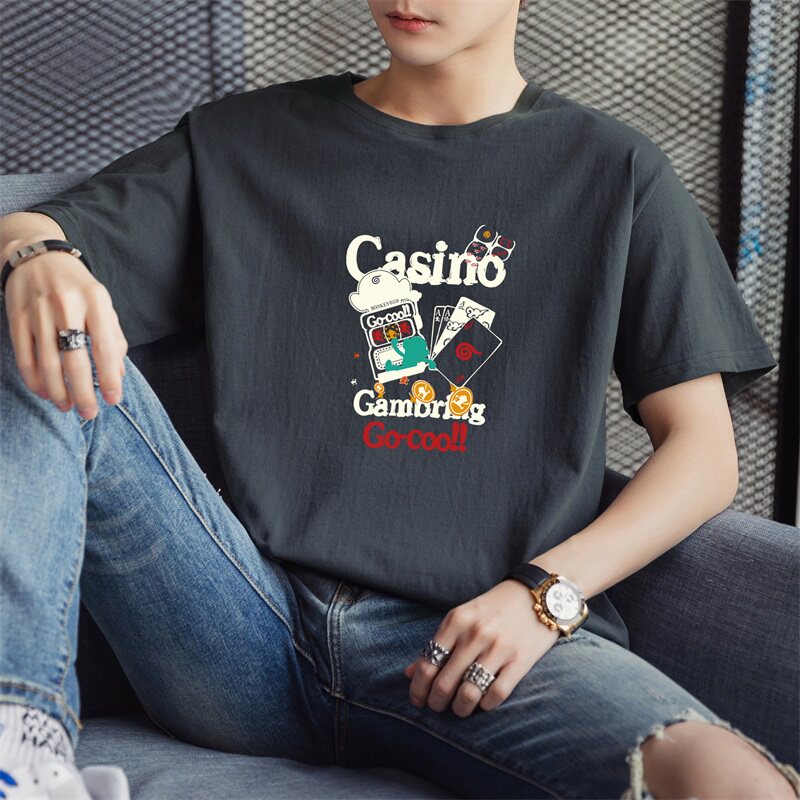现货主推量大8块2025夏季新款男士大码印花圆领短袖T恤DT176-P10,男装T恤,星座1816-1（原1210-1）