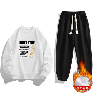 抖音直播2025秋冬加绒现货新款男士印花卫衣套装JR8175-P39，男装休闲套装，星座1816-1（原1210-1）