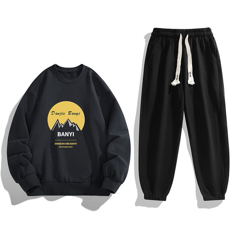 外贸跨境现货2025秋冬新款潮流男士印花卫衣套装两件套TZ8172-P30,男装休闲套装,星座1816-1（原1210-1）