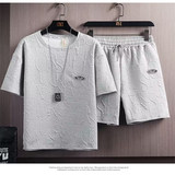 2025夏季冰丝套装男士潮牌潮流短袖T恤短裤休闲两件套TZ20-P24，男装牛仔裤，星座1816-1（原1210-1）