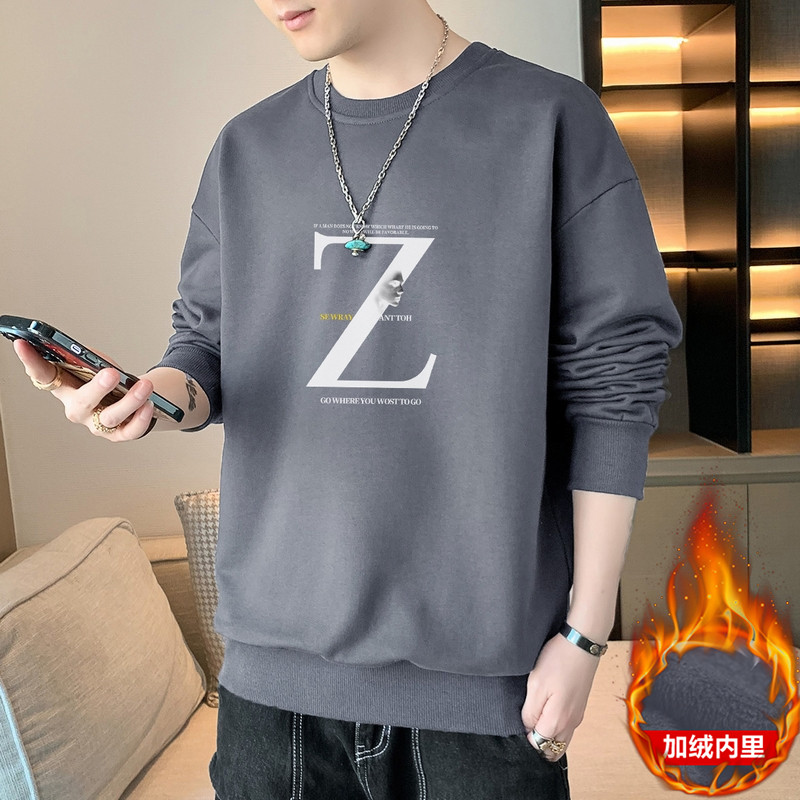 现货主推2025秋冬新款潮流男士字母印花加绒卫衣套头JR001-P19,男装卫衣,星座1816-1（原1210-1）