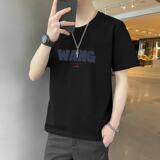 青少年夏季新款潮流男士字母印花圆领短袖T恤1210-1-DT186-P10，男装T恤，星座1816-1（原1210-1）