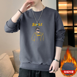 抖音直播2025秋冬新款大码加绒男士圆领印花卫衣JR135-P19