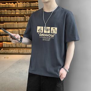 2023夏季新款现货潮流男士圆领印花休闲短袖T恤1210-1-DT187-P10图片