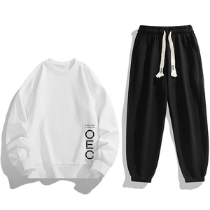 外贸现货一件代发2023春秋新款潮流男士印花卫衣套装TZ8002