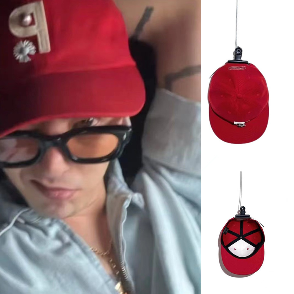 权志龙ins同款M字母刺绣P雏菊金属胸针鸭舌帽