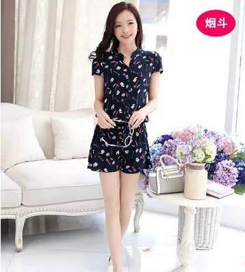 2019夏装修身打底V领短袖碎花连体短裤连体衣女装时髦套装设计感|ruв категории Женская одежда, брюки, брюки - от Buy2taobao.com для оказания профессиональной услуги покупки агента Taobao