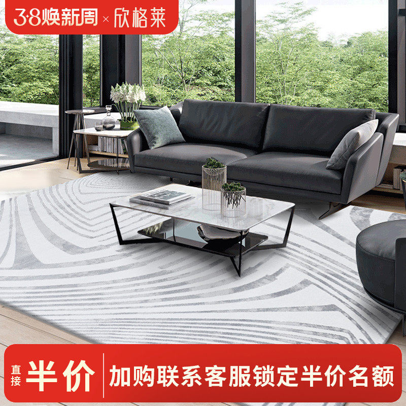 地毯客厅卧室北欧ins风茶几毯后轻奢现代简约美式毛毯家用床边毯_虎窝淘