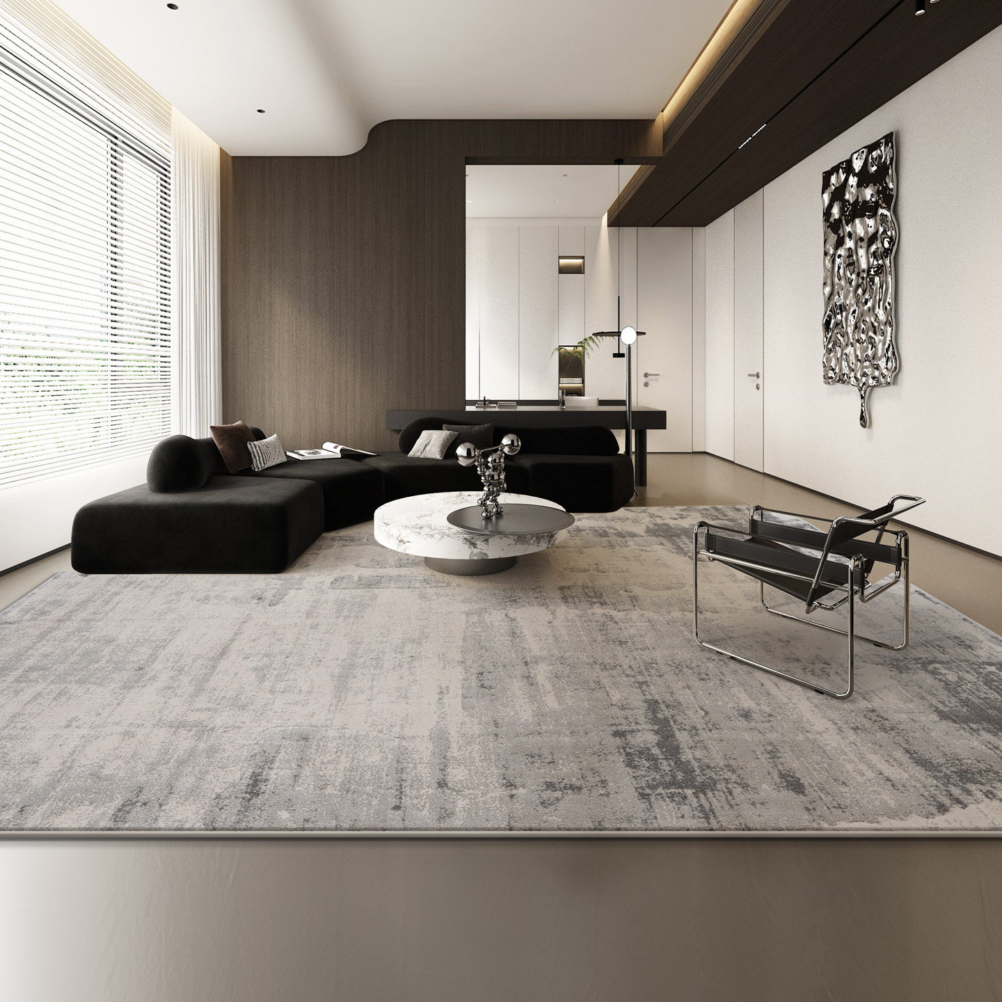 简约现代地毯客厅茶几毯沙发毯侘寂意式极简北欧防水高级感轻奢风