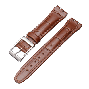 代用Swatch斯沃琪手表带Irony金属YGS749G齿状真皮表链表带针扣