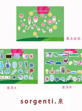 sorgenti新款 原创郁金香社区家具装饰滴胶贴纸 DIY手机壳电脑ooz