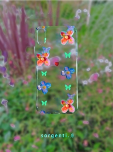 sorgenti新款 透明花花蝴蝶 霓虹原创手机壳适用于iPhone17promax