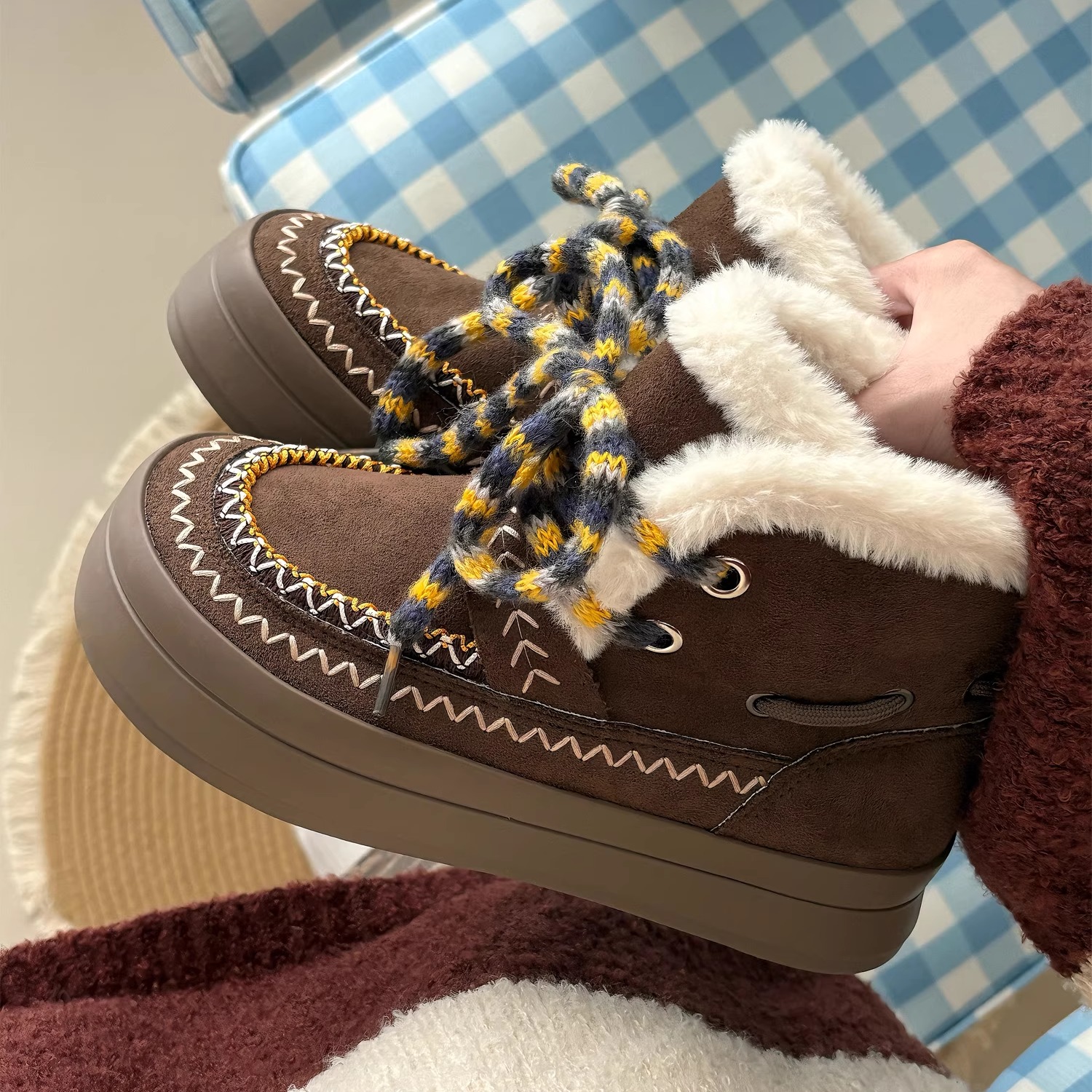 厚底雪地靴女款2025冬季加绒加厚