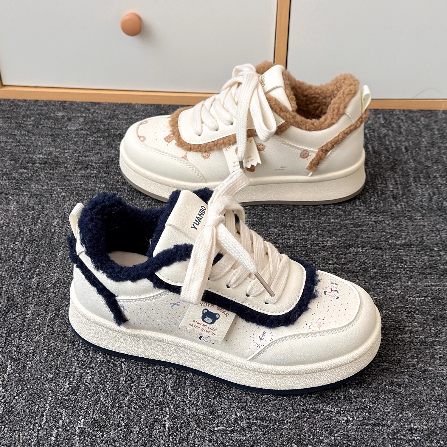 厚底加绒小白鞋女款2025冬季棉鞋