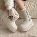 荔枝公园加绒加厚雪地靴子女2025冬季新款厚底防滑棉鞋长筒靴子