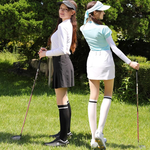 韩国Lets Slim黑白拼接丝袜高尔夫休闲运动袜Knee Socks防晒户外