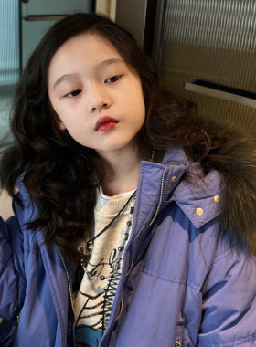 女童毛领羽绒服休闲儿童