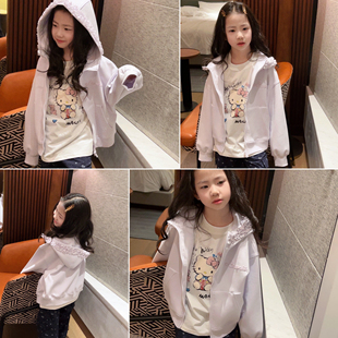 美妞之城女童洋气宽松版卫衣外套小女孩中大童衣服 帽子超好看