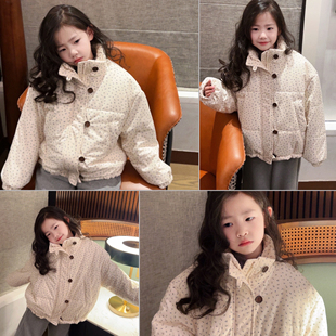 美妞之城女童加厚夹棉碎花版冬季棉衣外套中大童上衣 内里加绒版