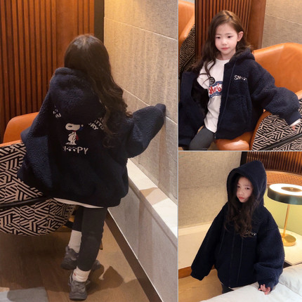 美妞之城儿童女童加厚绒里羔羔绒保暖外套中大童洋气 可穿零度下
