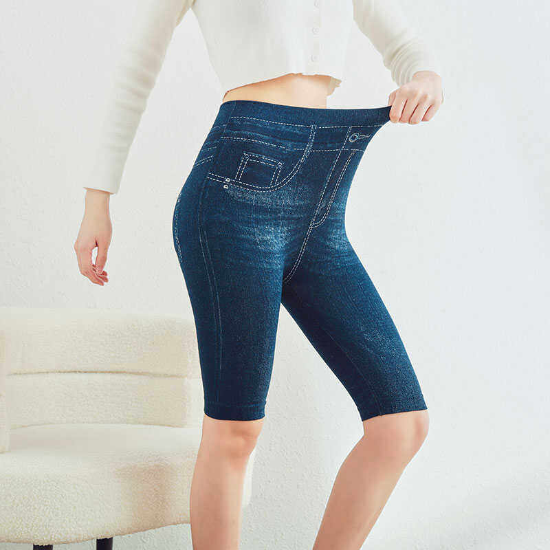 2024新款夏季高腰高弹五分仿牛仔安全裤女外穿打底裤运动骑行短裤,女装/女士精品,牛仔裤,淘宝优惠券,粉丝福利购,淘宝优惠卷