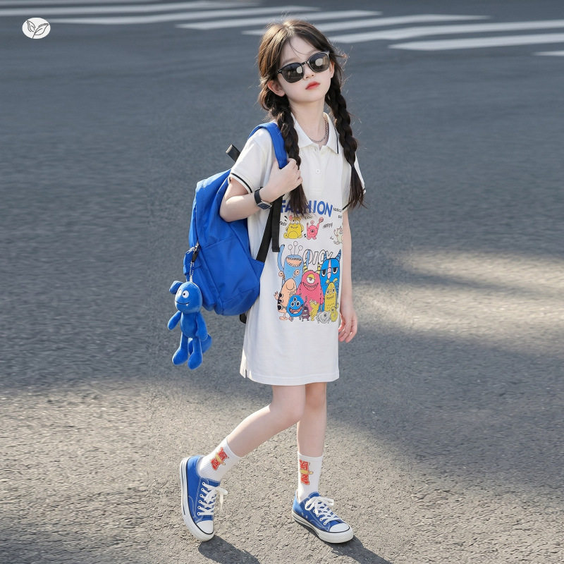 女童休闲卡通印花连衣裙2026夏新