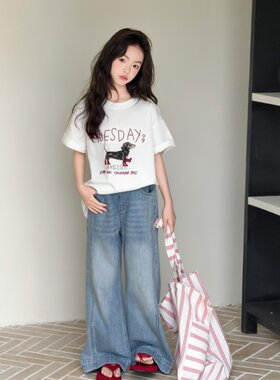 新款女童T恤夏装2026新款儿童宽松纯棉上衣中大童卡通半袖打底衫