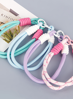 ins风短款彩色编织手机壳挂绳通用手机钥匙扣ccd百搭新款杯子挂绳