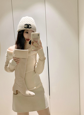 【benefanfan】lap*a韩剧女主温柔长靴粗跟方头真皮中跟两穿靴子