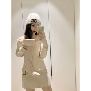 a韩剧女主温柔长靴粗跟方头真皮中跟两穿靴子 lap benefanfan