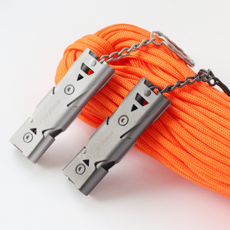 不锈钢户外野营救生口哨高频哨求生装备生存双孔爆音哨篮球裁判哨