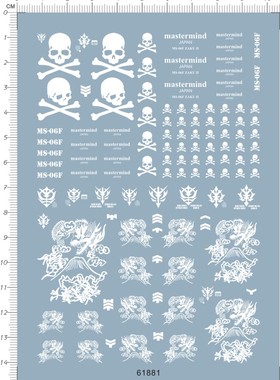 1/100 MS-06F ZAKU 暗黑渣古扎古量产型骷髅头龙gd水贴 61881 MG