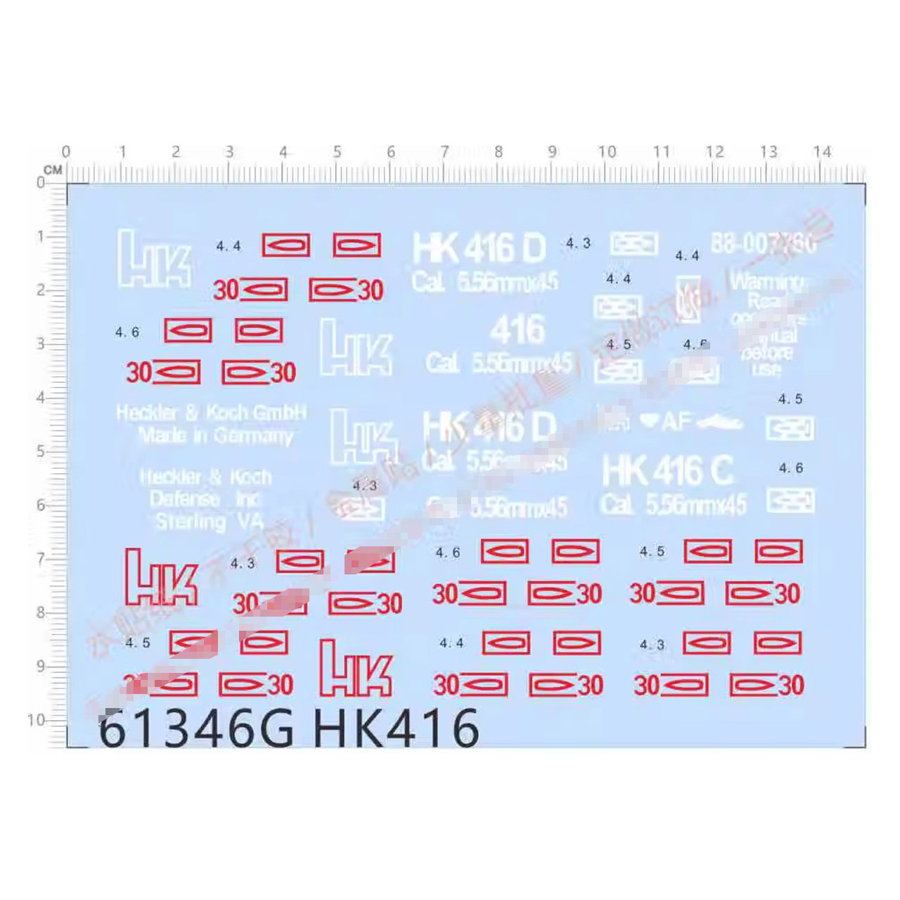 61346G 1/6 AK12 M320模型玩具枪1/1 hk 416 d水贴纸 14*10cm