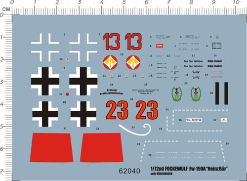 飞机模型 1:72 Fw-190A8/190A 战机(通用标志).专用水贴 61901