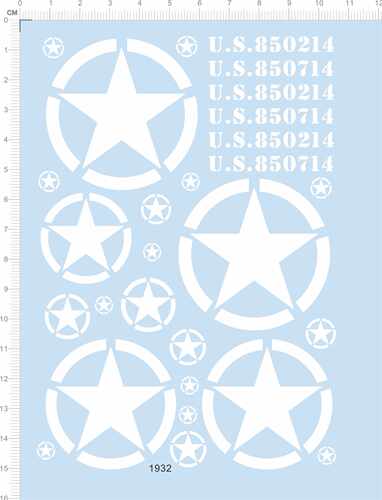 美国 U.S.850214 900712 坦克吉普模型水转印贴纸 1932-A6303 白