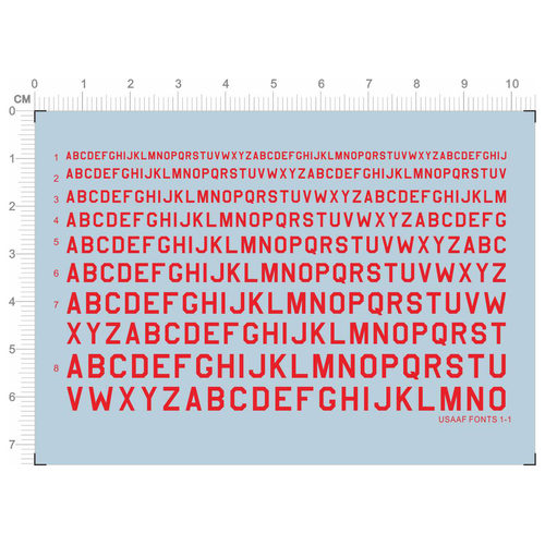 USSAAF FONTS 1-1  美国美军字体英文字母 水转印贴纸 红