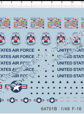 1/48 yf-16 F16 prototype 警告美国美军战机水贴 64701B 10*14