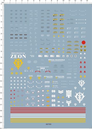 GD模型 PG 1/60 Zaku II MS-06J 绿扎古(2.0).专用水贴 60785