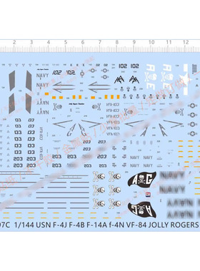飞机模型 1:144 USN JOLLY ROGERS 战斗机.专用水贴【63097C】
