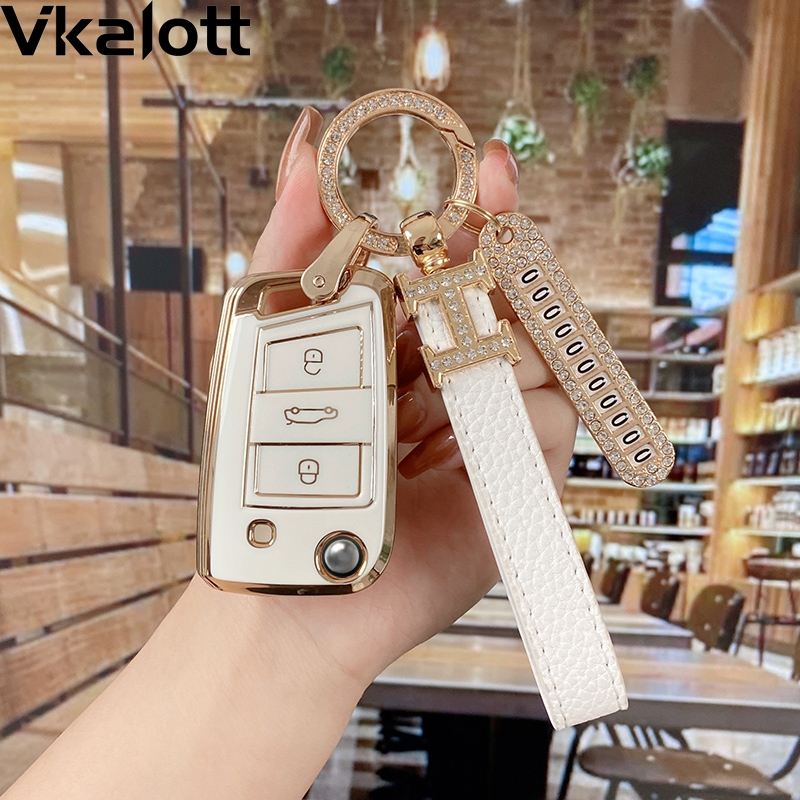 适用大众途观l车钥匙套女全包2022款2021途观x女士专用高档壳扣包