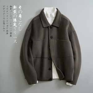 日系长毛呢大衣衬衫领外套保暖双面呢休闲夹克 D203-058P465控659图片
