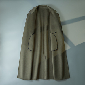 西服领韩版大衣 大气双排扣休闲毛呢风衣外套D203-8137P485控788图片
